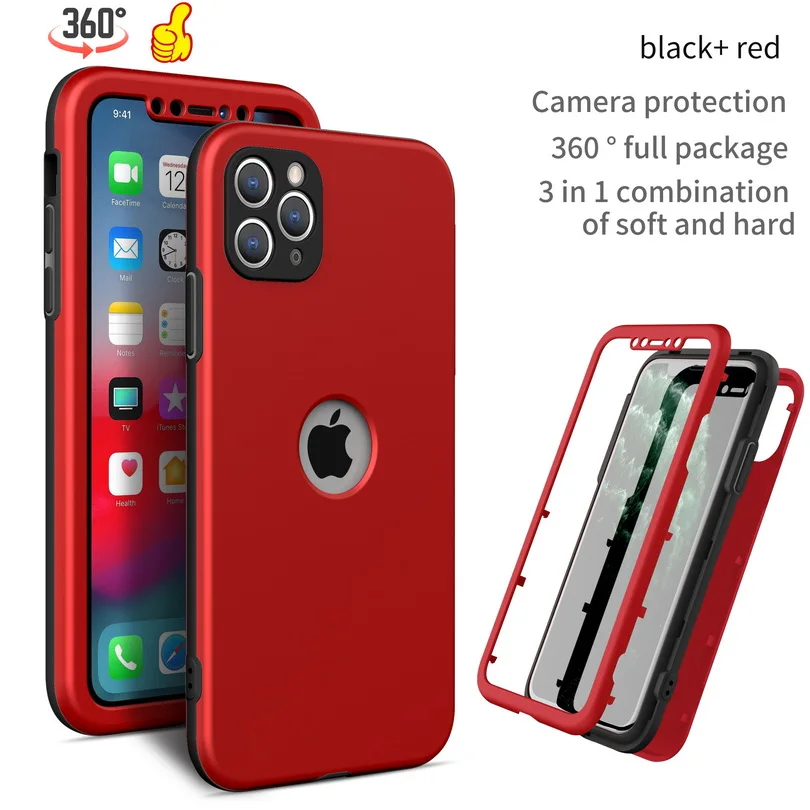clear case iphone 13 3 in 1 fully protected Phone Case For Apple iPhone 13 12 11 Pro Max mini SE 2020 X XR XS Max 7 8 Plus Mate Shockproof Cover best iphone 13 case