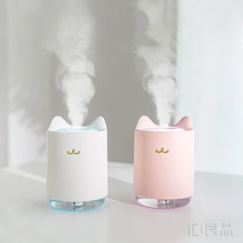 

USB Ultrasonic Air Humidifier Desktop 320ML Cute Cat Water Mist Diffuser Night Light Moisture Keeper