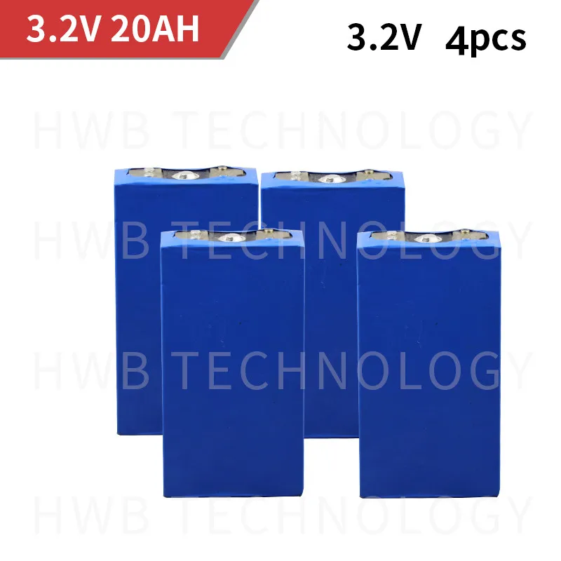 4 шт. 3,2 В перезаряжаемый LiFePO4 аккумулятор 20Ah литий-полимерный элемент для 12 В 20A Аккумуляторный блок для электровелосипеда UPS Преобразователь мощности HID светильник