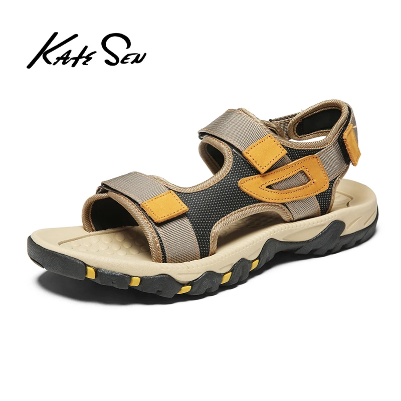 

KATESEN Big Size Genuine Leather Men Sandals New Summer Men Shoes Beach Sandals for Man Fashion Brand Outdoor Casual Sandals