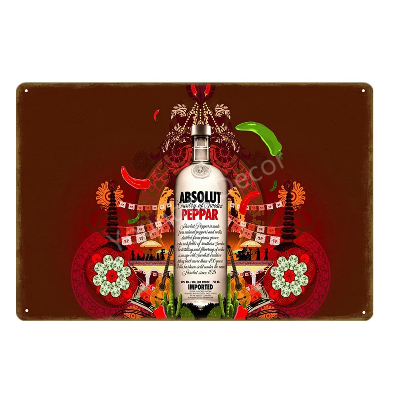 SKU1318CI Absolut Peppar плакат водка металлическая жестяная вывеска Швеция пивное вино настенная печать винтажный Бар Паб домашний декор напитки доска YI-175 - Цвет: SKU1318CI