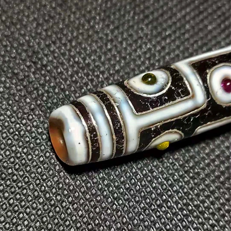 190821 Тибетский агатовый бисер 9 глаза DZI S925 Турмалин драгоценный камень инкрустация зеленый большой дзи амулет для мужчин и женщин ювелирные изделия DIY