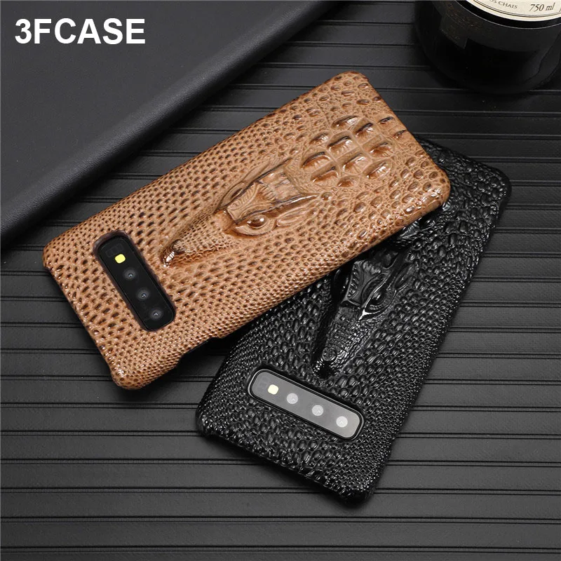 Genuine Leather Phone Case For Samsung Galaxy S10 Plus 3D Crocodile Hard Cover Funda S10+ Coque | Мобильные телефоны и