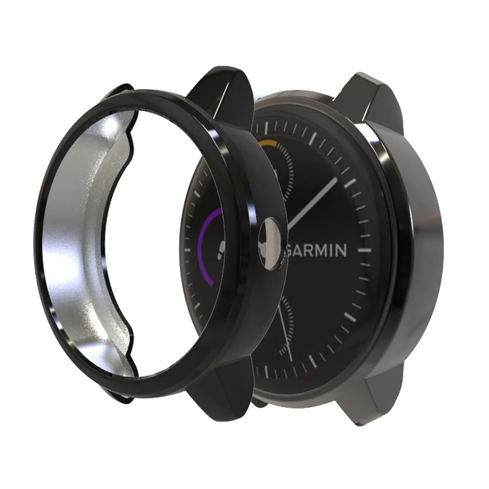 ТПУ Смарт часы защитный чехол для Garmin Vivoactive 3 3 музыка Smartwatch полный экран крышка Рамка кожи Аксессуары - Цвет: Black