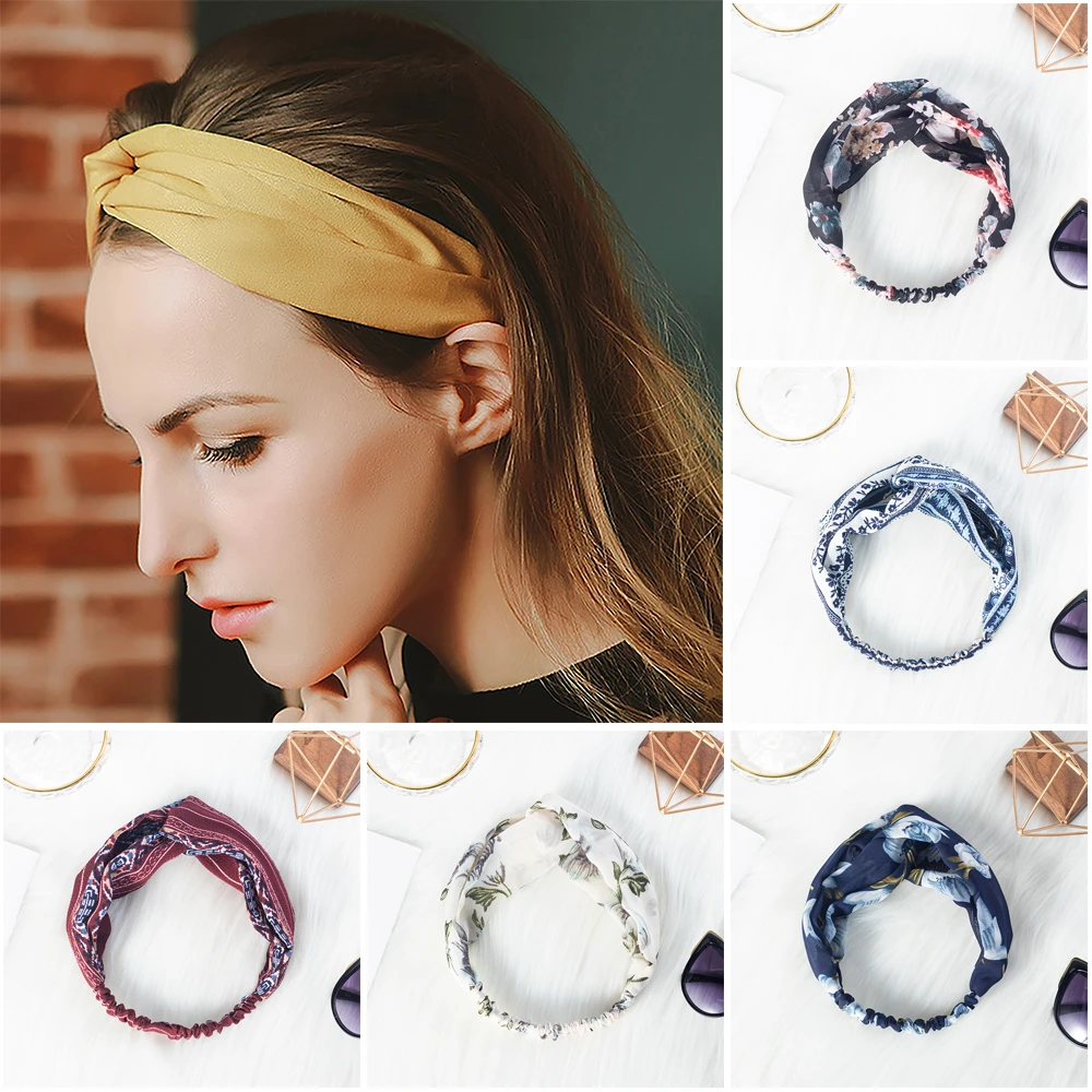 女性甘いヘアバンド印刷レトロヘアアクセサリークロスターバン包帯バンダナ Headwrap 夏帽子 Women S Hair Accessories Aliexpress