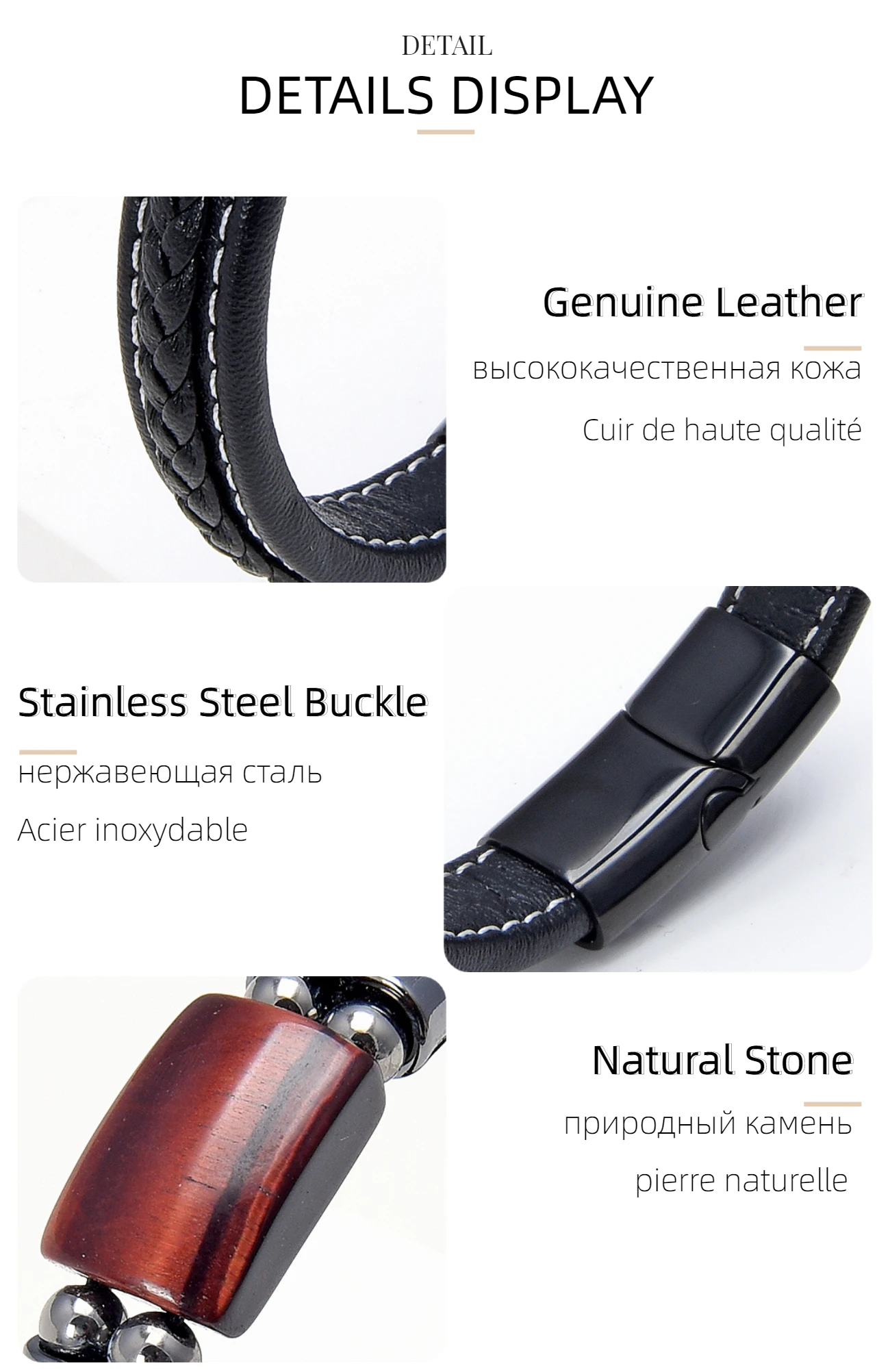 Coller homme en perres de lave œl de tgre onyx et - Etsy France