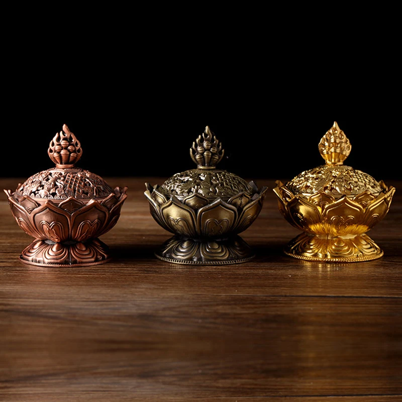 Lotus Flower Incense Burner Buddhism Buddha Holder Brass Mini Censer Incense Metal Craft Home Decoration - Image 5