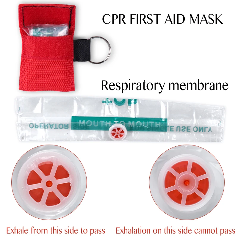 50pcs CPR Resuscitator Mask Portable Emergency Aid Face Shield Artificial Respiration Disposable Respirator Keychain Health Care 3