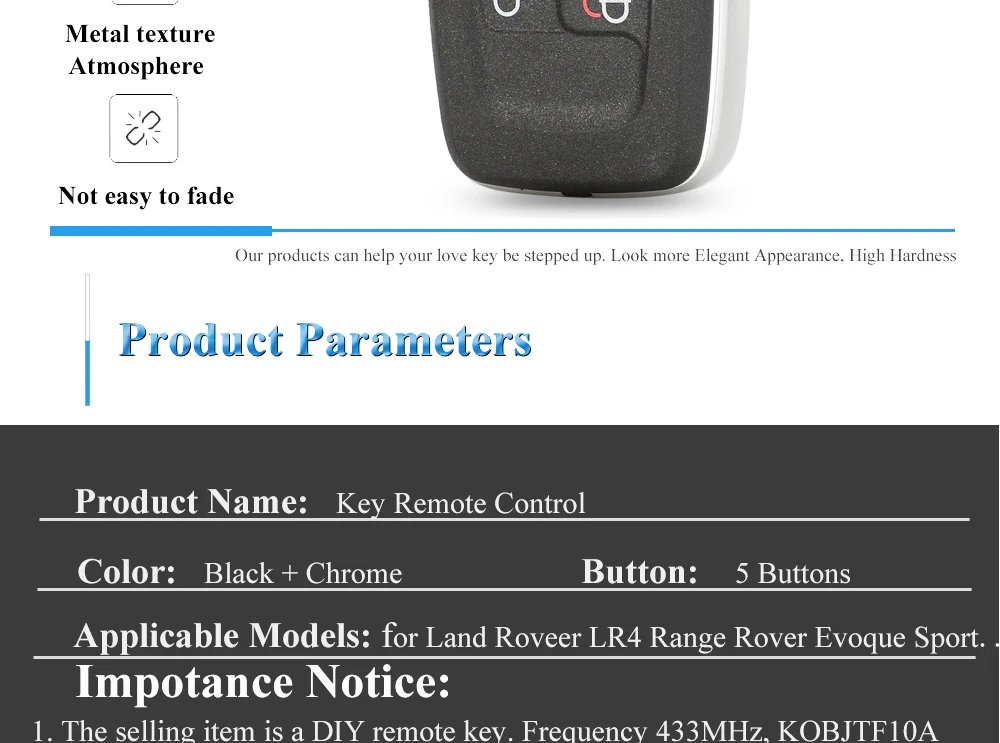 Keyforkess 315Mhz / 433Mhz 5 pulsanti telecomando portachiavi per Land Rover LR4 Range Rover Evoque Sport kprops tf10a chiave di controllo - H364a110448c1427d945eb80389198a9cv