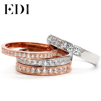 

EDI Diamond Stack Ring 18K White Gold 0.16ct/0.26ct/0.36ct/0.5ct Real Natural Diamond Wedding Band For Women 18K Rose Gold