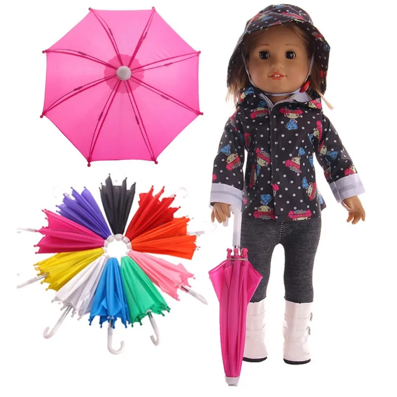 

2019 New 18 Inch Dolls Umbrella For Girl Doll Toy Accessory Mini Umbrella Cute Smile Pattern Umbrella Child Christmas Gift