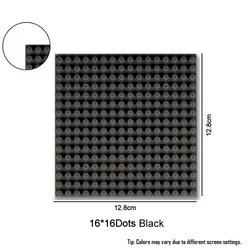 Large Building Blocks Baseplate for Creative Play - DIY Plastic Plate for Kids' Toy Construction (16X16 Black)