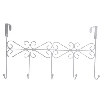 

5 Hanger White Towel Hat Coat Clothes Wall Hook Over Door Bathroom
