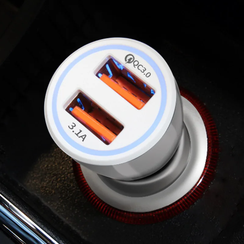 

Car Phone Charger 2 USB Ports Fast Charging for SmartPhone Vehicle Multi Function LB88