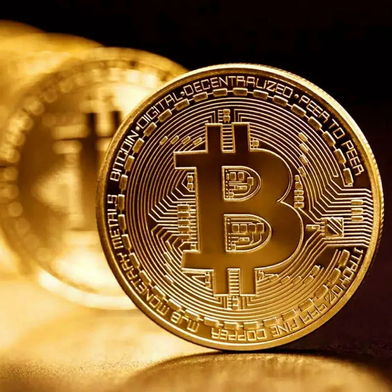 Биткоин искусство коллекция Позолоченные физические биткоины Биткоин BTC с Чехол подарок физический металл Античная имитация
