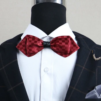 

Double Layer Bow Tie Polyester Men's Unisex Suit Wedding Bridegroom Korean Edition Bow High Grade Checker Bowtie Classic Trendy