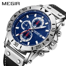Хронограф Кварцевые часы для мужчин лучший бренд класса люкс MEGIR синие мужские спортивные наручные часы Relogio Masculino Montre Homme Hour Time
