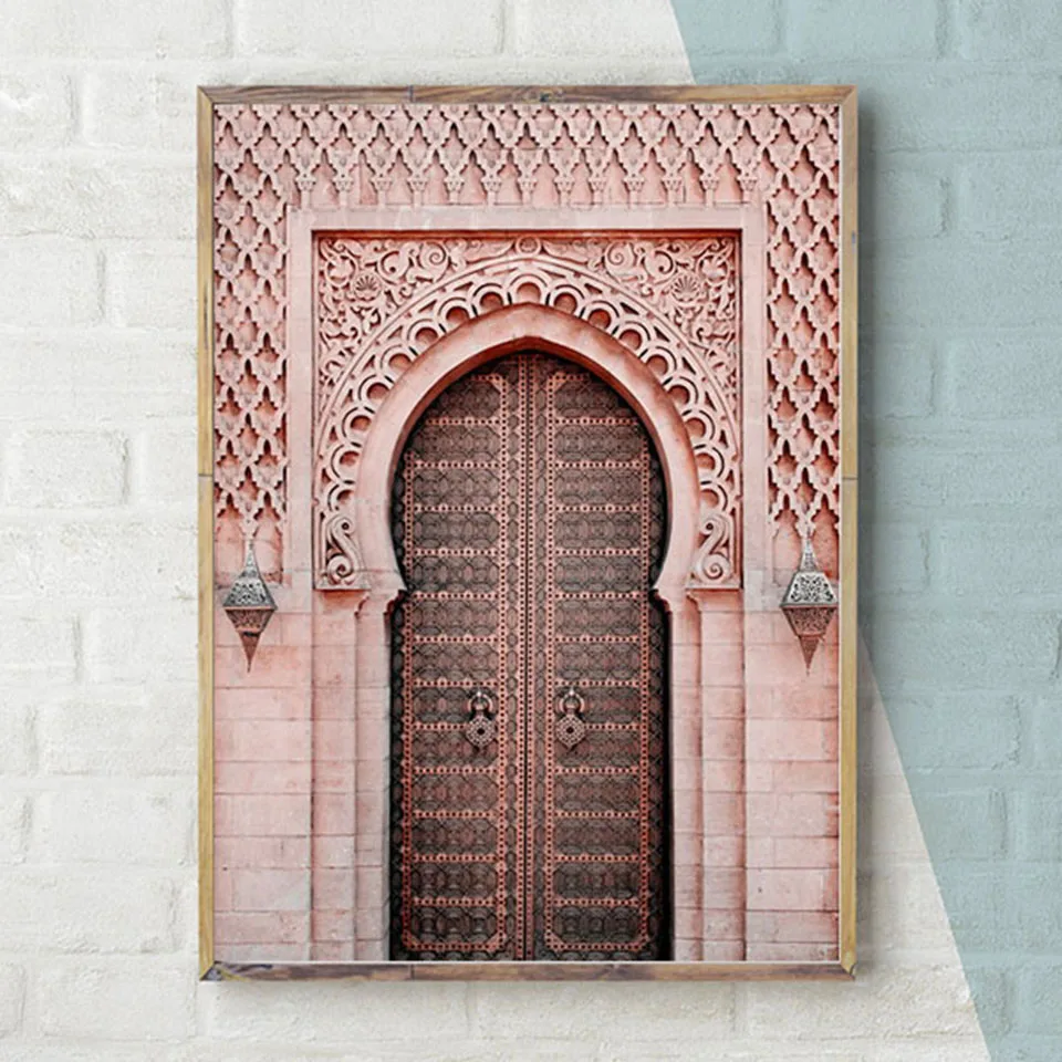 Современные скандинавские винтажные плакаты с изображением двери в стиле марокканской стены, всемирно известная архитектура, художественные картины, напечатанные на холсте для гостиной, домашний декор