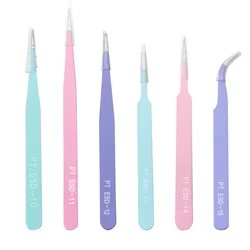 6 Styles Epoxy Resin Jewelry Making Tool Pink Stainless Steel Tweezers for DIY Resin Crafts Jewelry Making Accessories Tools