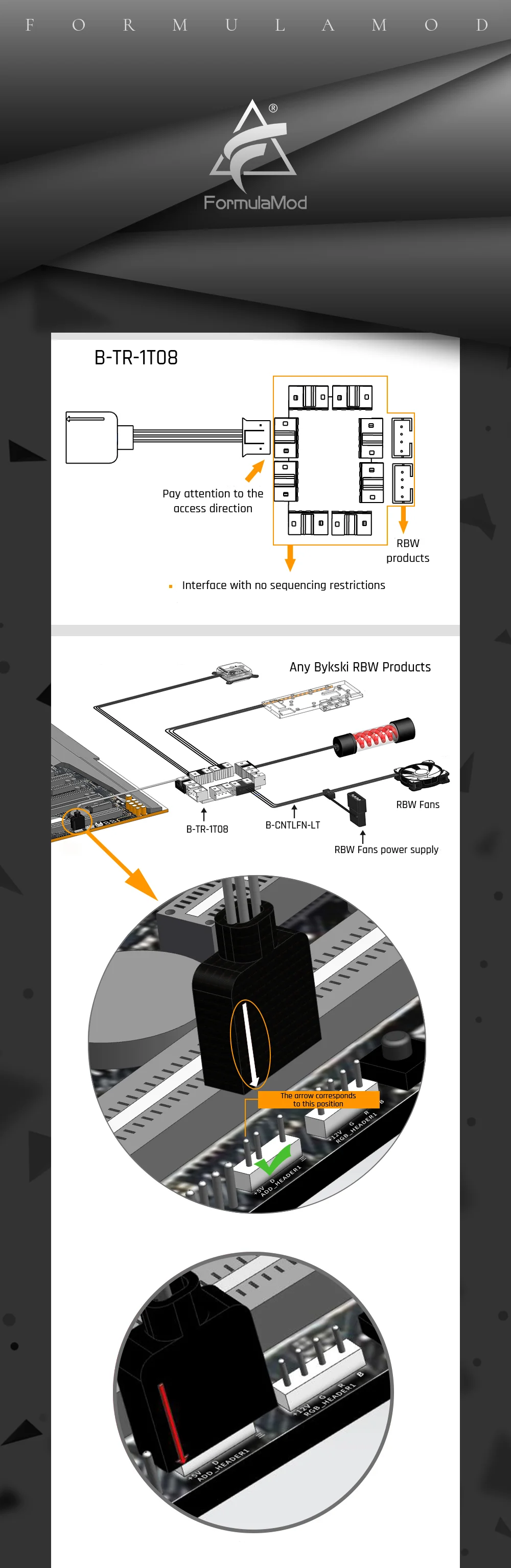 Bykski B-TR-1TO16, RBW 1 To 16/8 Synchronous Extension Cable, 5V, For RBW Products Synchronous To Motherboard  