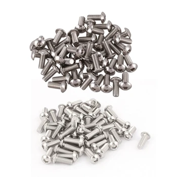 

100 Pcs Stainless Steel Hex Socket Button Head Screws, 50 Pcs M5X12Mm & 50 Pcs M6X16Mm