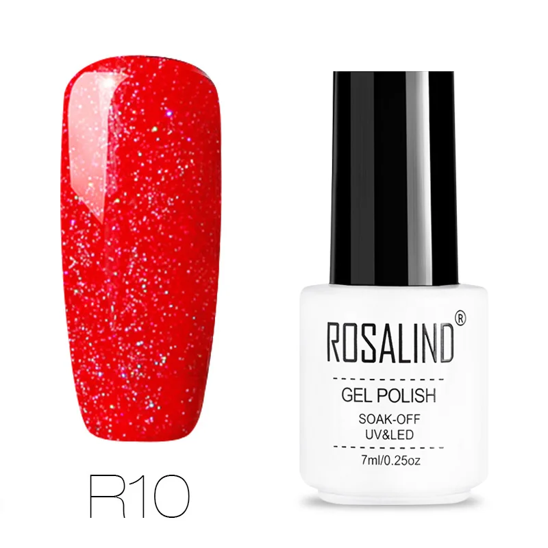 ROSALIND 7 мл блеск неоновые блестки гель лак для ногтей полуперманентный УФ-лак лампа все для маникюра дизайн ногтей Топ и основа - Цвет: RCR10
