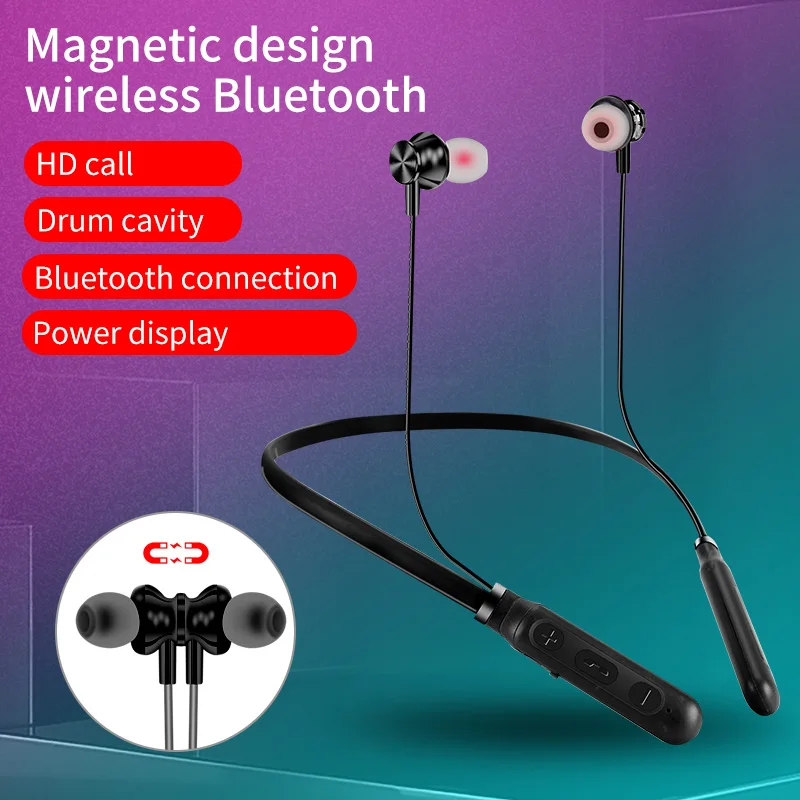 LKS 06 Magnetic Neckband Bluetooth 5 0 Wireless Earphone TF Card Power Display HD Call Headset IPX7 Waterproof Headphones