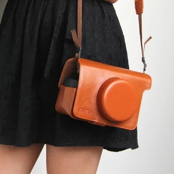 

Camera Bag For Fujifilm Instax W300 Wide 300 Instant Camera Case Quality PU Leather Carrying Bag Brown and Black Retro fashion
