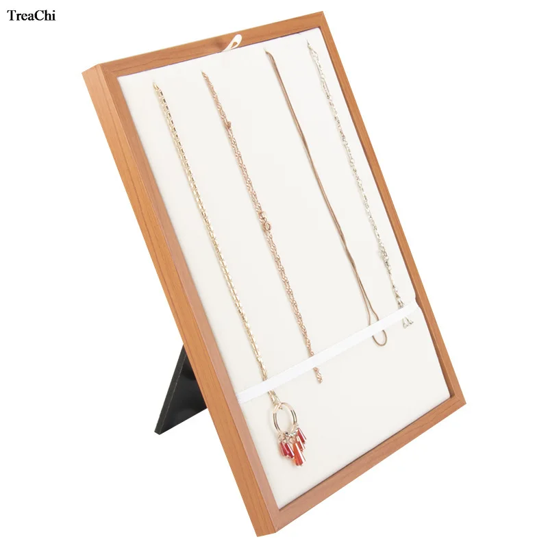 Wooden Ring Necklace Display Frame Frame Earrings Jewelry Display Tray Jewelry Sales Display Tray Foldable Organizer Shadow Box