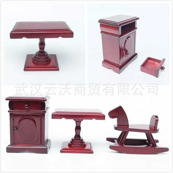 

1: 12 Dollhouse Mini Furniture Model Scene Red Trojan Coffee Table Bedside Table Single Product