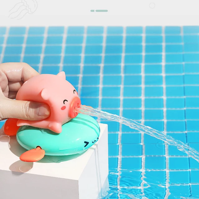 Bathroom Cute Cartoon Animal Pull Bath Toys Pig Baby Water Toy Infant Swim Fish Wound-up Chain Clockwork Beach Toy Kids Gifts 6