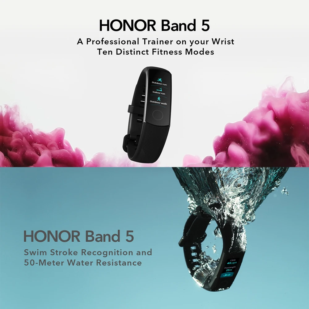 Глобальная Версия смарт-браслета huawei Honor Band 5 лучше, чем Honor Band 4 BT 4,2 смарт-браслет с функцией сердечного ритма водонепроницаемые Смарт-часы