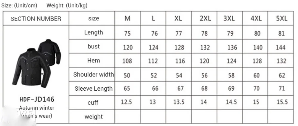 BENKIA HDF-JD146  size chart