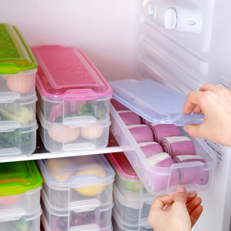 

Household Food Storage Box Rectangular Transparent Pp Refrigerator Storage Box Kitchen Egg Frozen Storage Box Sealed Boxes