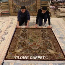 Yilong 4,5 'x6. 5' ручной работы персидские шелковые коврики традиционный шелковый ковер в восточном стиле для дома(YL0163A