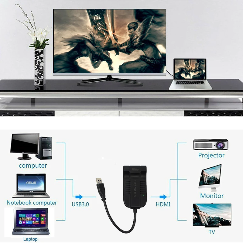 USB концентратор к HDMI 3 0 HD 1080P видео кабель адаптер конвертер для ПК ноутбука HDTV