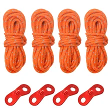 4M Camping Tent Canopy Windproof Rope Camping Reflective Tent Fixing Rope Wind Rope Buckle Camping Tent Tool Accessories