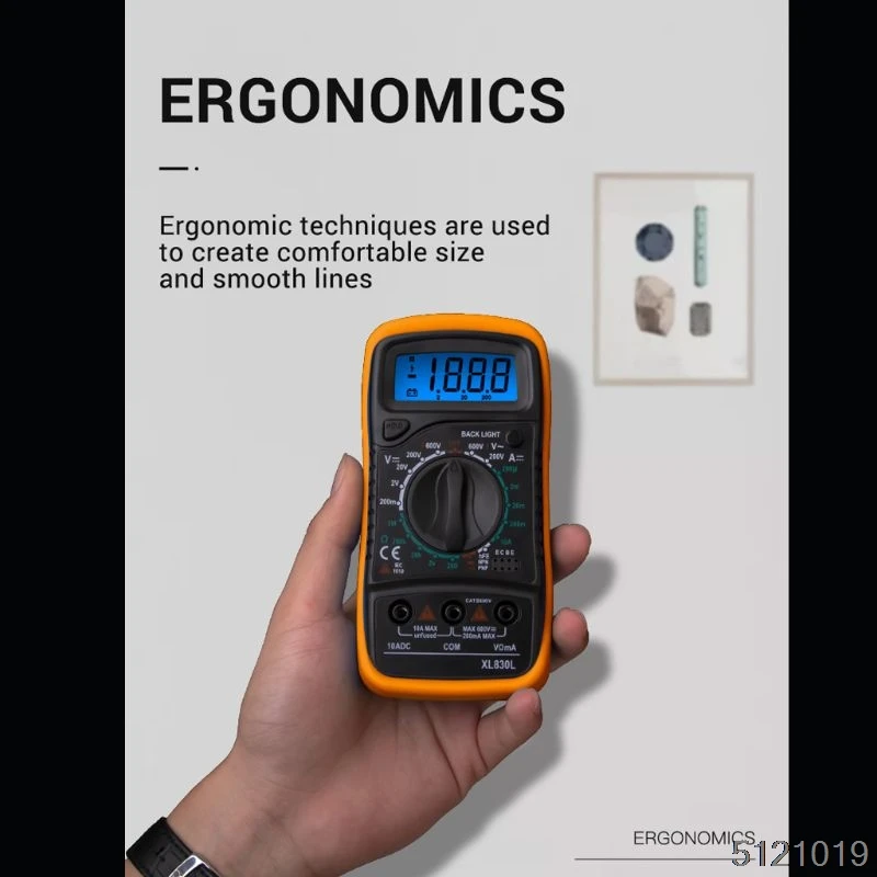 XL830L Digital Multimeter Handheld LCD Backlight AC/DC Ammeter Voltmeter Resistance Transistor Ohm Tester Meter Multifunction