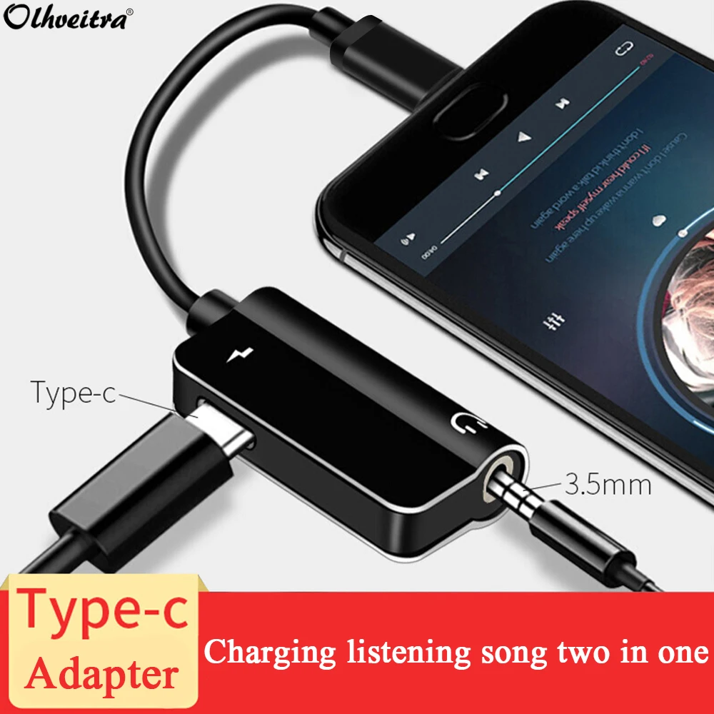 

Olhveitra Type C To 3.5mm Headphones Adapter For Samsung Xiaomi Oneplus Jack Dongle Audio Aux Splitter Charging Adaptateur USB C