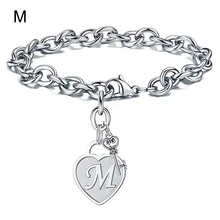 Стиль, женский браслет с гравировкой, 26 букв, оригинальные подвески, браслет из нержавеющей стали, ювелирные изделия, подарки