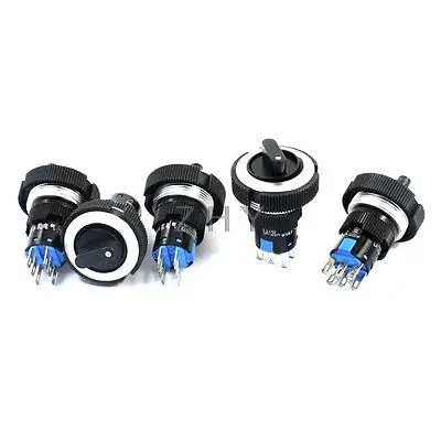 

5Pcs AC 220V 5A 22mm Dia DPDT 2NO+2NC 6 Pins 3 Positions Rotary Selector Switch