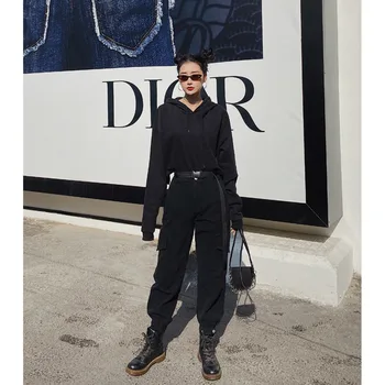 

2020 Spring And Summer New Style Was Thin High Waist Autumn And Winter Black Wild Casual Overalls Loose Bf Straight Tube Pants