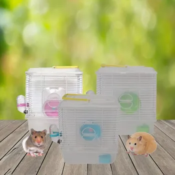 

Hand Cage Hamster Supplies Single Layer Villa Gold Bear Hamster Cage Heightening Plastic Cover Transparent Crystal xiotin yuan C
