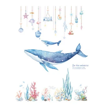 

Large Whale Cartoon Animals Wall Sticker PVC 3D Art Decal Sticker for Children Room Nursery Wall Decoration Home Decor