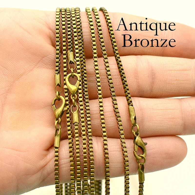 2mm Silver Bronze Copper Gold Box Chain 