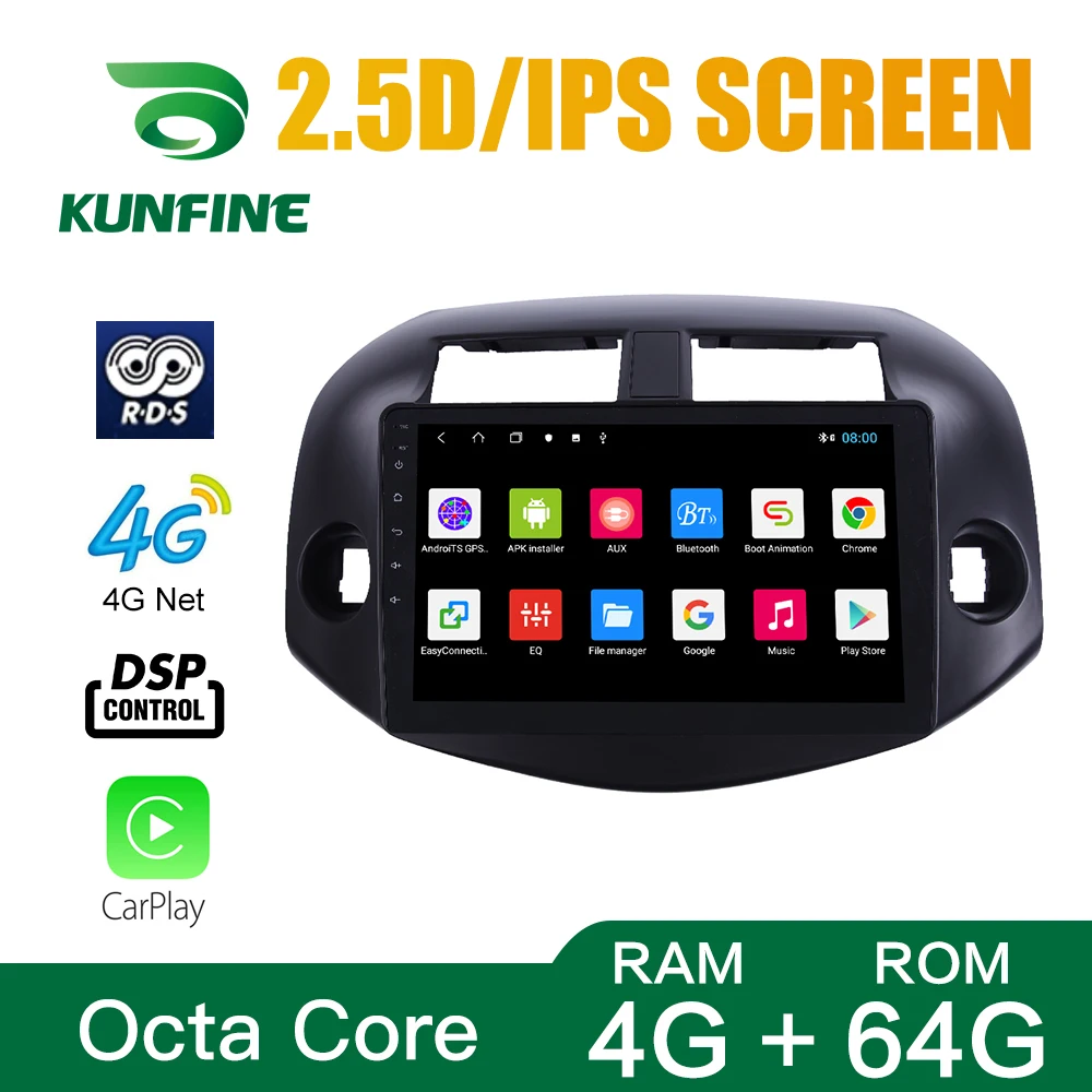 Автомагнитола для Toyota RAV4 2007 2012 с восьмиядерным процессором 1024*600 Android 10 0 DVD GPS