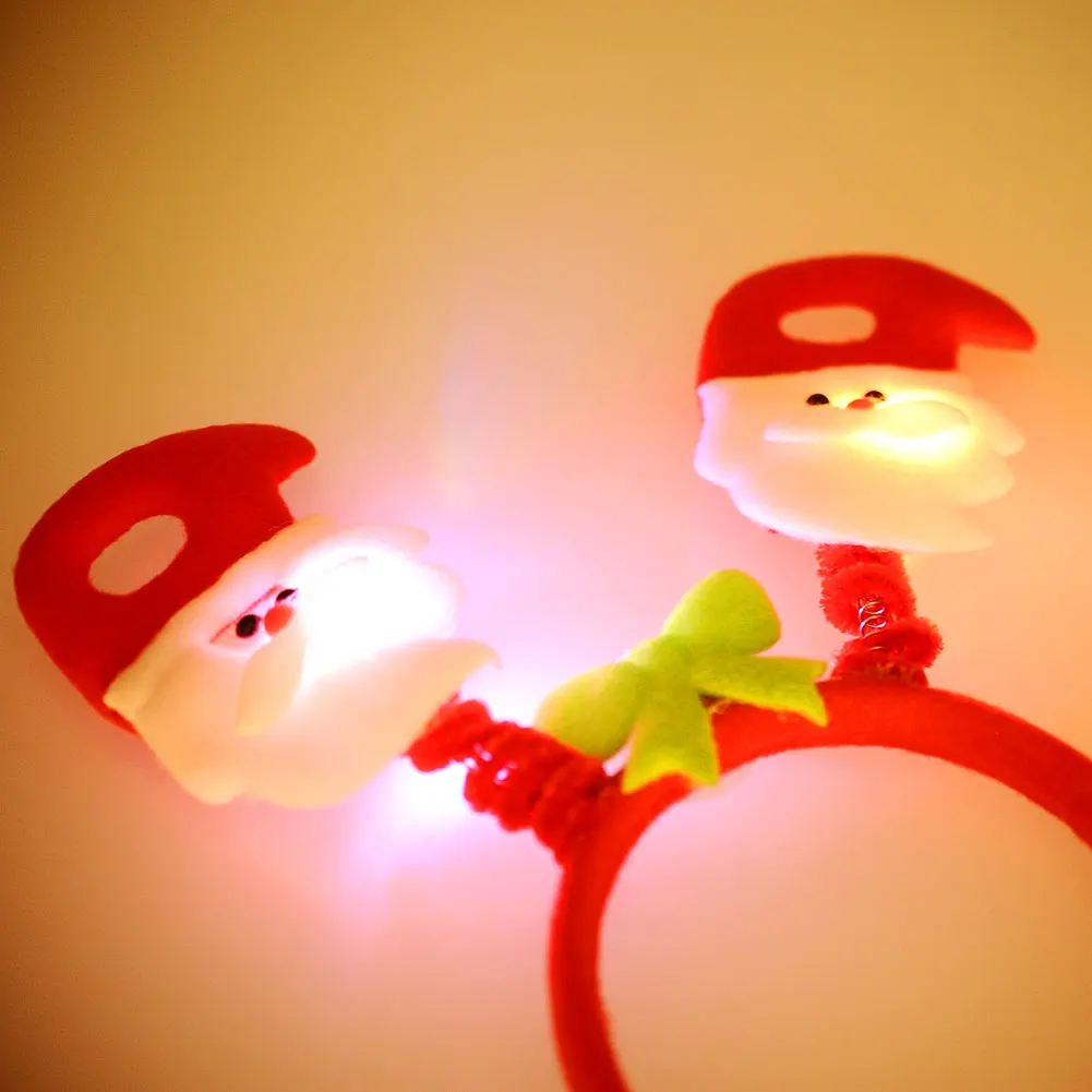 Christmas Headband LED Decor Hat Ornaments Children Lighting Red Xmas Gift Fashion Claus Santa Reindeer Novelty Party