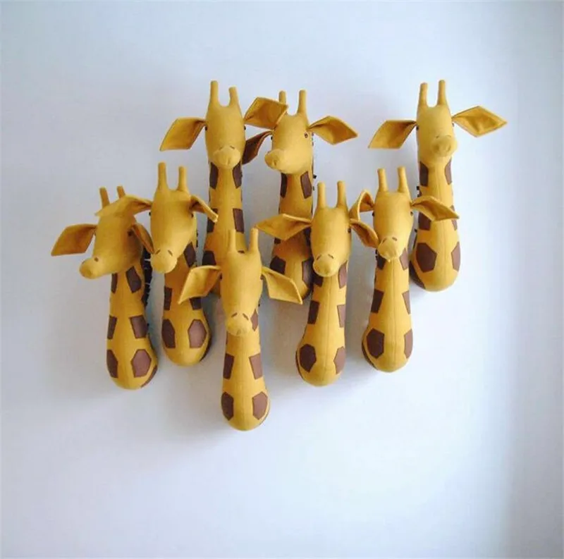 Giraffe Elephant Zebra 3D Animal Heads Wall Mount Hanging Stuff Plush Felt Artwork Kindergarten Kids Room Decor Dolls Photo Props (17)