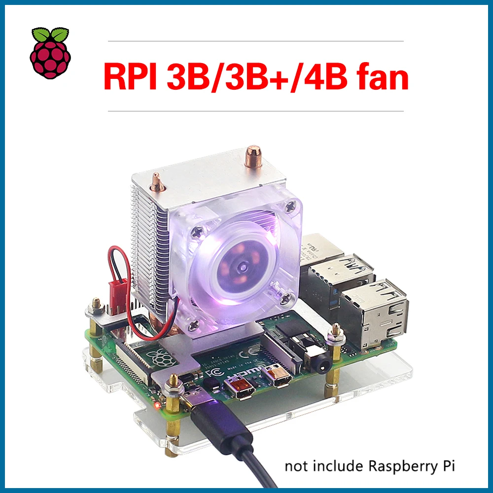 S Робот 52Pi ICE-Tower Вентилятор охлаждения V2.0 черный супер теплоотвод чехол для Raspberry Pi 4 B/3B/3B+ вентилятор RPI148