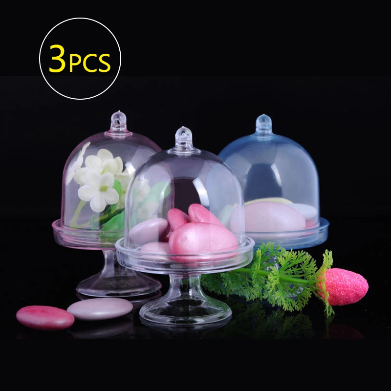 

3pcs Creative Wedding Candy Box Hollow Transparent Plastic Cupcake Stand Kids Birthday Party Gift Box Party Supplies